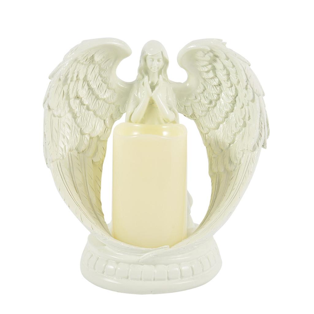 Bedende Engel Figur Retro Elegant Rike Detaljer Dekorativ Holdbar Resin Engelstatue for Fest