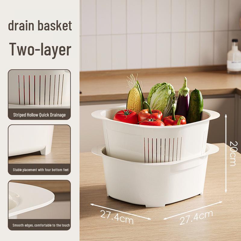 2026 Multi-Layer Stackable Kitchen Basket: Draining and Washing Basin for Fruits, Vegetables, and Rice.