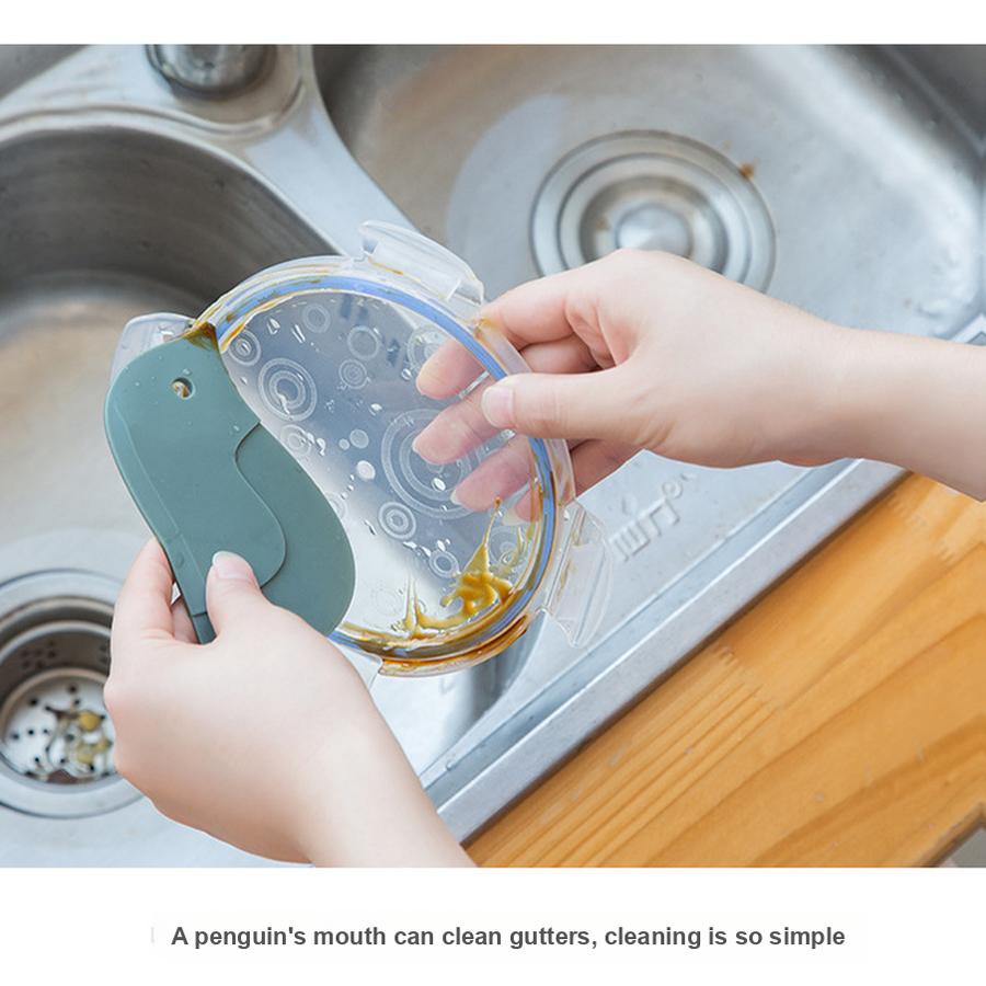 3 Pcs Penguin Soft Type Scraper Kitchen Oil Scraper Cleaning Pad Baking Kitchen Gadget