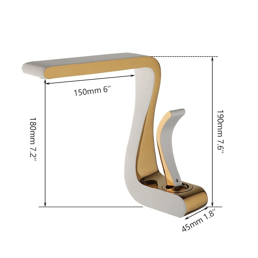 KEMAIDI White Gold Brass Bathroom Sink Faucet Single Handle Bathroom Faucets Hot Cold Mixer Tap Deck Mounted Z Shape Style