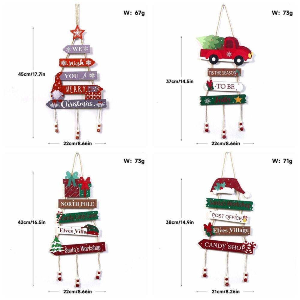 Tiered Christmas Door Sign Rustic Wall Pendant Xmas Tree Decor Hanging Welcome Board Classroom