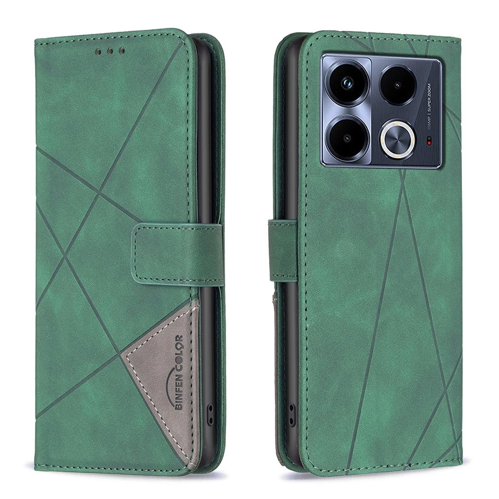BINFEN COLOR For Infinix Note 40 Phone Cases Wallet Stand Geometry Imprint Leather Cover