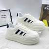 College Style Striped Little White Shoes Women's Shoes Popular 2025 Spring New Versatile Thick-soled Lightweight Casual Board Shoes