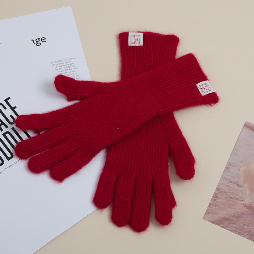Gants d'Automne et d'Hiver en Laine Vierge pour Femmes En Hiver Doux Coréen Laine Étiquetée Tricotés Chauds et Froids Écran Tactile