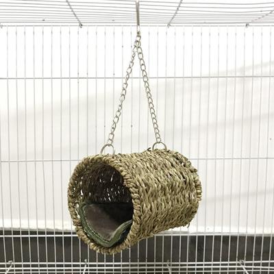 Winter Warm Natural Grass Tunnel Hammock Bed with Mat for Sleeping Bird