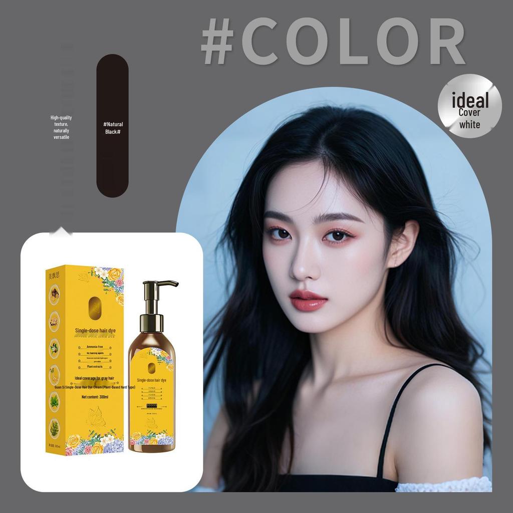 Single-Dose Floral Fragrance Hair Dye Cream - Plant-Based, Non-Staining, and Gray Coverage