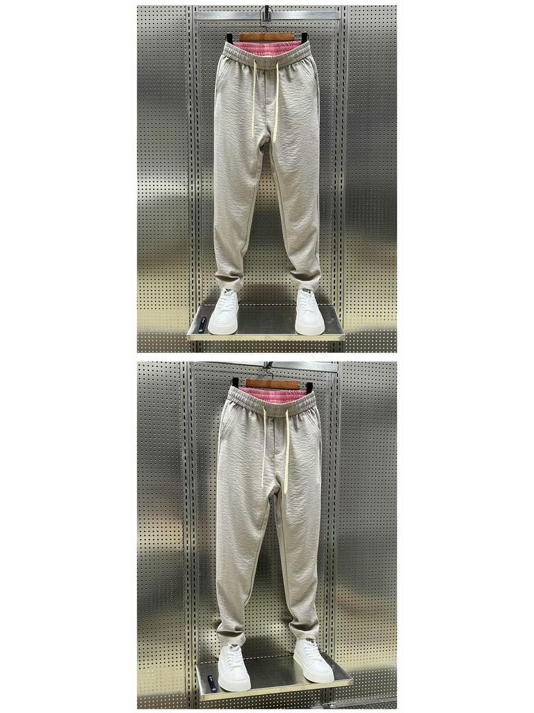 Men's Summer Lightweight Breathable Stretch Casual White Nine-Point Pants