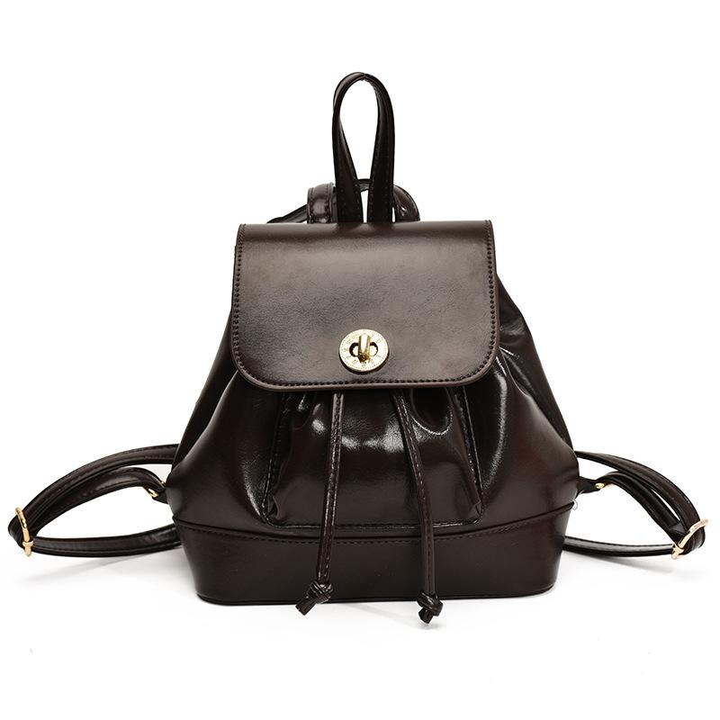 

Простой и модный городской маленький рюкзак, женский осенне-зимний новый, ручная сумка-ведро, текстурный рюкзак темно-коричневого