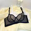 French Ultra-thin Lace Bandeau Bra with Small Round Pad Inserts for Large Busts