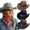 New Curved Brim Western Cowboy Hat Ethnic Large Roll Brim Cowgirl Cap Jazz Fedora Hats Outdoor Riding
