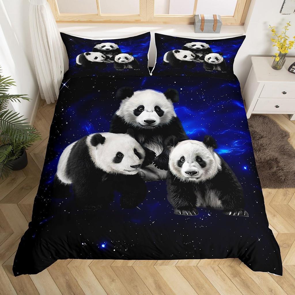 Panda-tryckta påslakan för barn pojkar flickor tonåringar Queen King Lätta täckesöverdrag Söta djur sängkläder set Rumsinredning