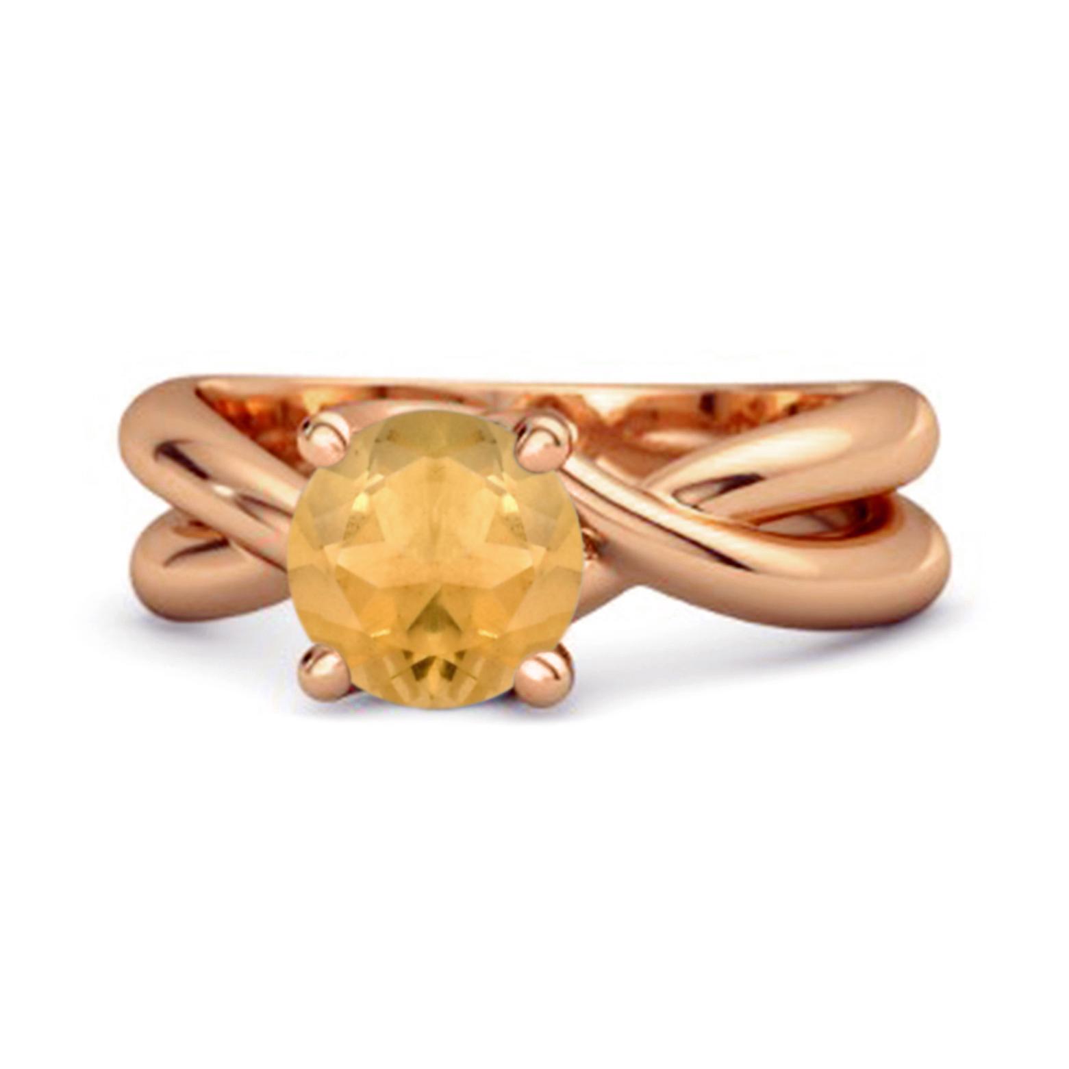 Citrine Crisscross Band Design Ring - 925 Sterling Silver Rose Gold Vermeil 9.5 ярко-розовый