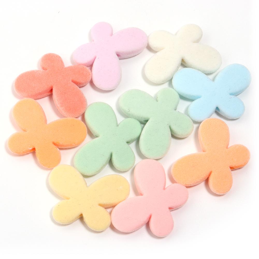 10 Stück Beflockte Acrylperlen Mischfarbe Mehrere Stile Spacer Anhänger Perle für Schmuckherstellung DIY Halskette Ohrringe Haarschmuck