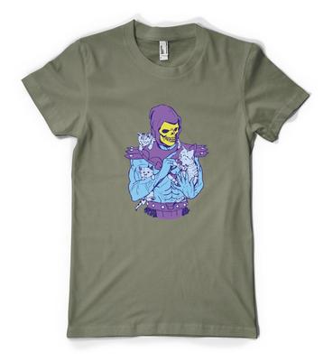 Skeletor Ama i Gatti Heman Cattivo Amante dei Gattini Maglietta Unisex Personalizzata per Adulti