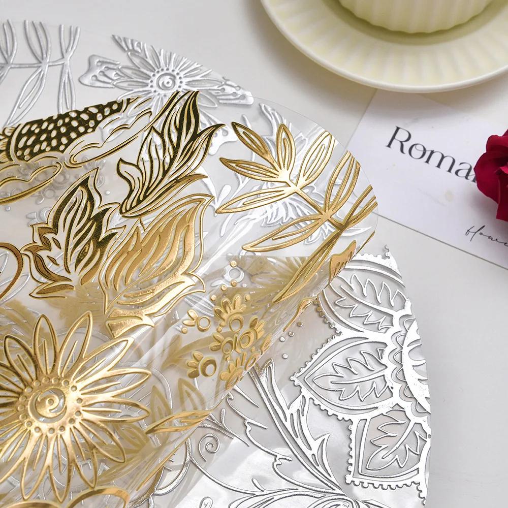 1pc Round Flower Petal Placemat Transparent PVC Waterproof and Heat-insulating PP Printed High-end Dining Table Decoration Mat