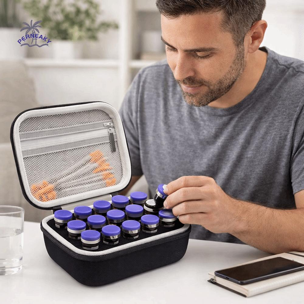 15 Slot Insulin Storage Box Waterproof Large Capacity Insulin Vials Case 10ML Vials Wear-resistant Essentials Oil Case Travel