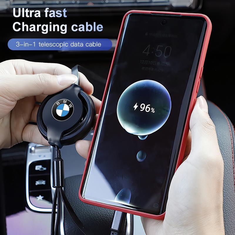 Car Interior Charging Data Cable Scalable 3 In 1 Phone Charger For BMW E46 E90 E60 F30 F10 E39 E36 F20 G20 G30 E92 E87 E91 X5 X3 CL8