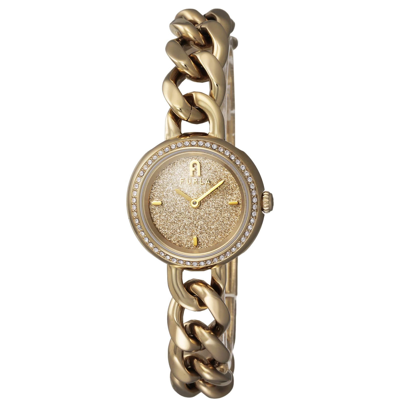 Часы FURLA CHAIN ROUND Золотой циферблат Нержавеющая сталь Кварцевые часы Ювелирный аксессуар WW00019012L2 [FURLA] 27,5 мм Женские золотой