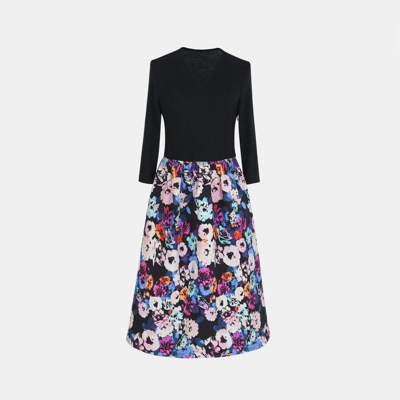 

Blue Rose Plus size women clothing Early Spring New High Waist Slimming Knitted Patchwork Cotton Bubble Crepe Long sleeve dress Black 5XL