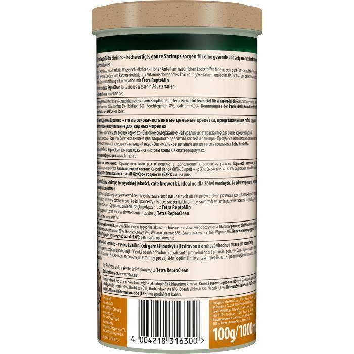 Tetra Repto Delica Gammarus - TETRA - Aliment Complémentaire Naturel Pour Les Tortues D'eau - 1 L