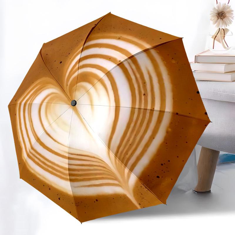 

1pc Latte Art Heart Automatic Open/Close Umbrella - Compact Travel Umbrella, Gift for Birthdayyy251208185