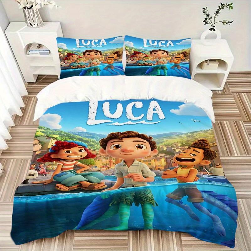3 Piezas Luca Disney 1 Funda de Edredón + 2 Fundas de Almohada, Rellenos de Almohada No Incluidos, Lavable a Máquina, Uso en Todas las Estaciones, Habitaciones de Adolescentes y Adultos122