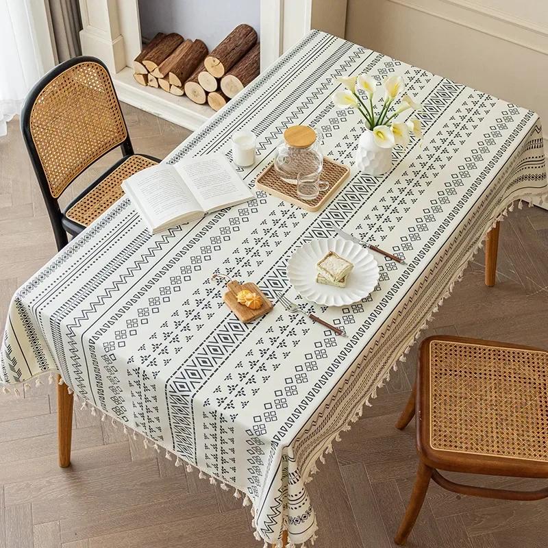 Bohemian Tassels Tablecloth Waterproof And Oil-Resistant Table Cloth Washable Tablecloth Tea Table Dining Table Decoration