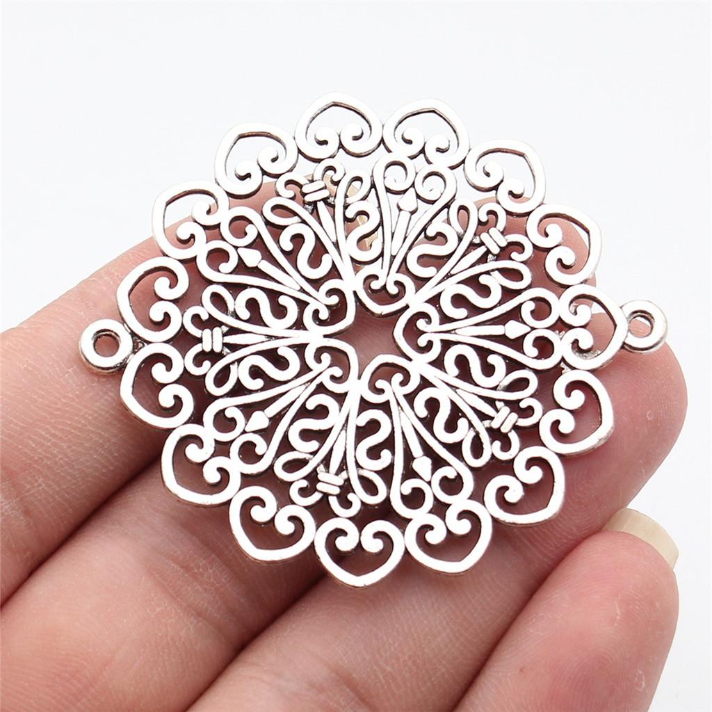 Flower Petal Connectors Botanical Themed Antique Bronze Zinc Alloy Jewelry Making Connect Charms Extender Connectors