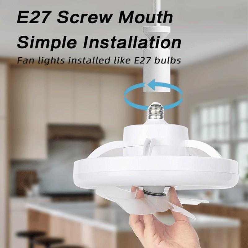 360° Moving Head Screw Fan Light Kitchen Smart Remote Control Exhaust Fan E27 Electric Ceiling Fan With Light
