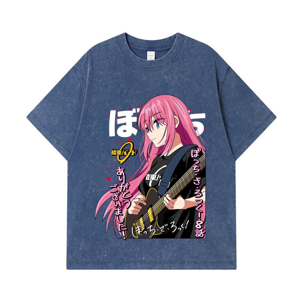 275 GSM Washed T-shirts 100% Cotton Bocchi The Rock V4 Print Unisex Heavy Cotton T Shirt