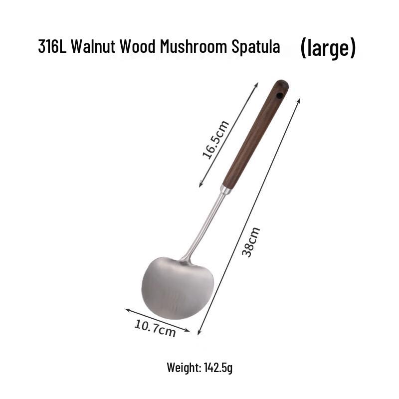 ZISIZ Large Stainless Steel Spatula with Walnut Wood Handle