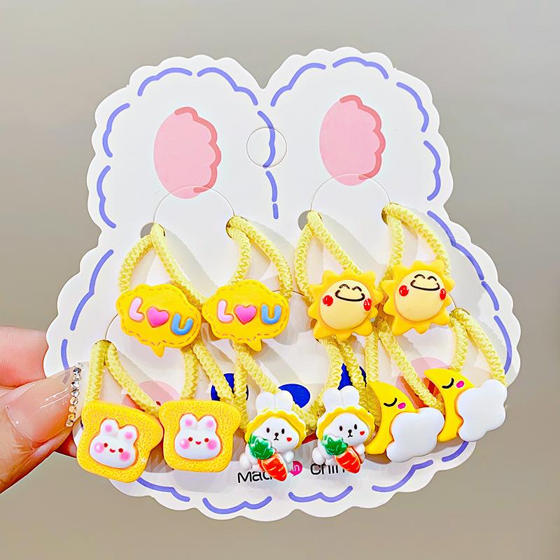 10pcs Cute Bow Elastic Hair Band Cartoon Girls Hair Rope Cute Ponytail Holder Hair Ties Rubber Band Children Hair Gum Scrunchies