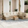 Vidaxl 9-Cz. Garden Furniture Set With Cushions, Beige, Poly Rattan