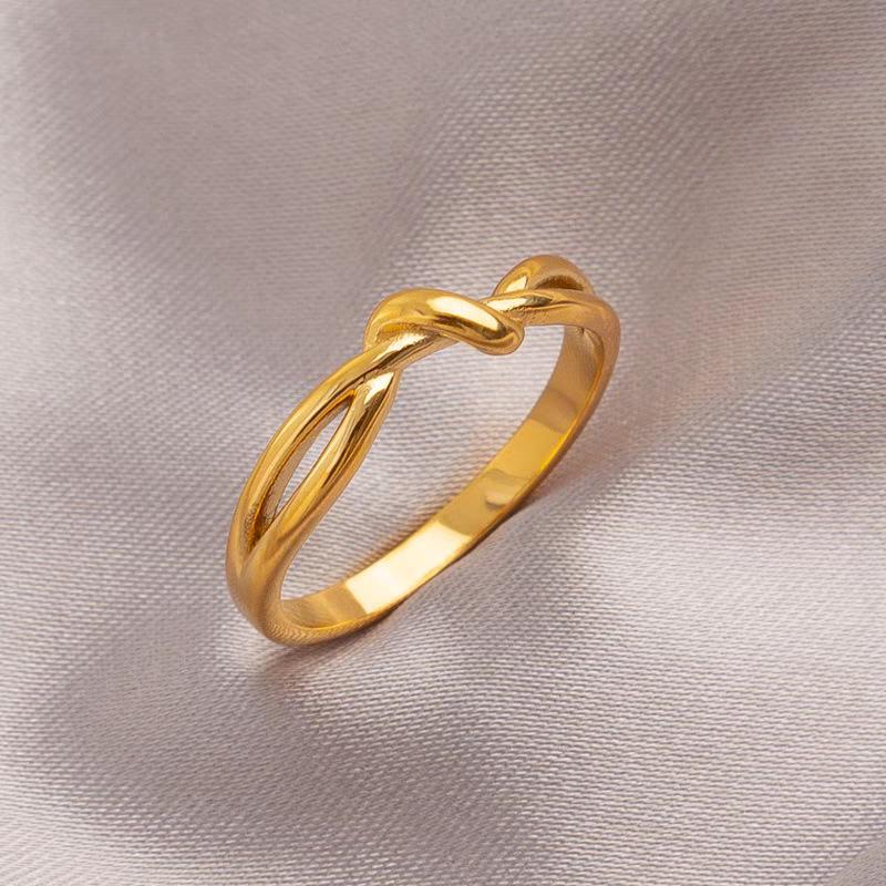 Women s Korean Style Gold Knotted Couple Ring - Endless Love Plain Band Gold Ring Size 9