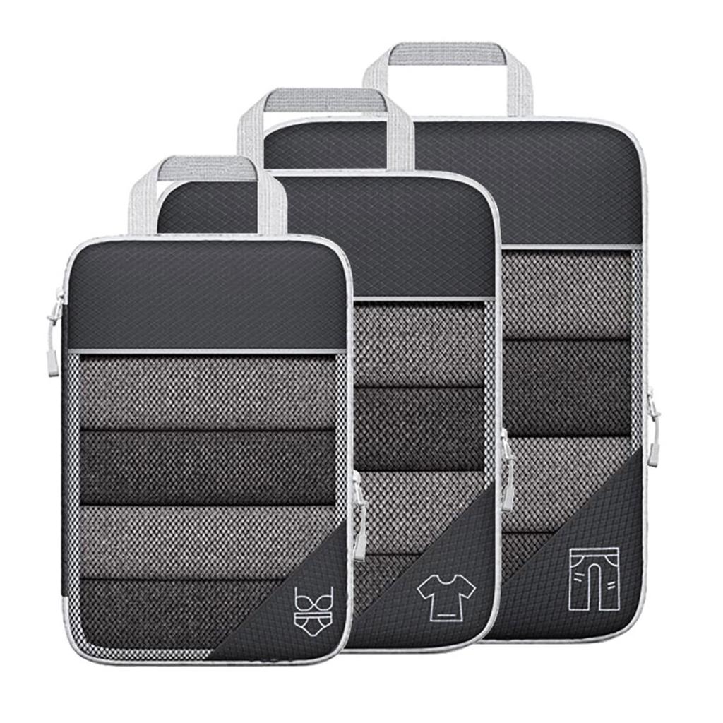 3/6PCS Portable Lightweight Suitcase Pouch Compressed Packing Cubes Travel Storage Bag Set With Shoe Bag Mesh Visual