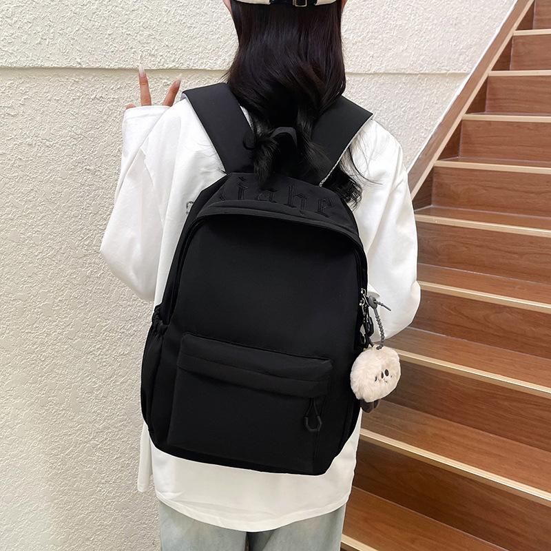 Schoolbag Can Be Printed Solid Color Schoolbag New Japanese Ins Style Simple Campus College Student Backpack Large Capacity Travel Backpack