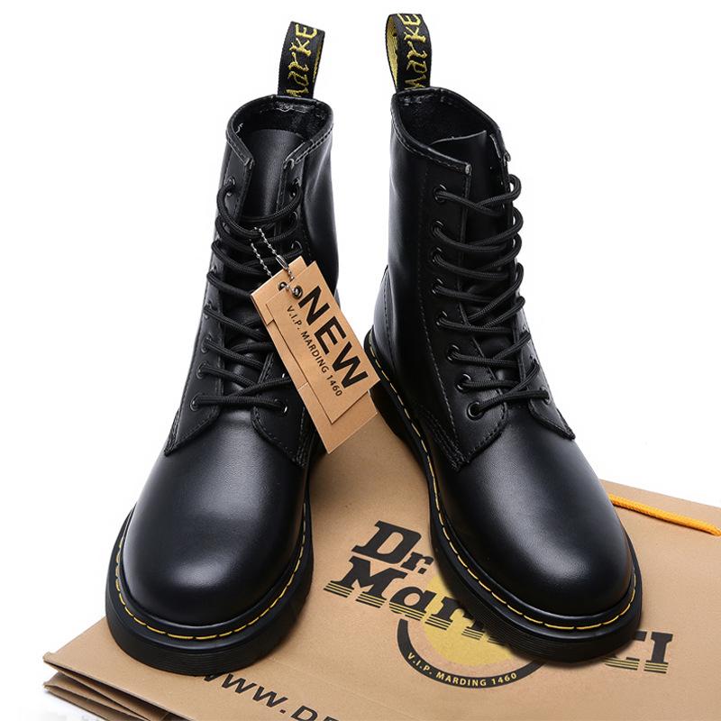 Changed Martin Boots Men's and Women's Couples Short Boots British Boots Leather Round Head Large Size Boots