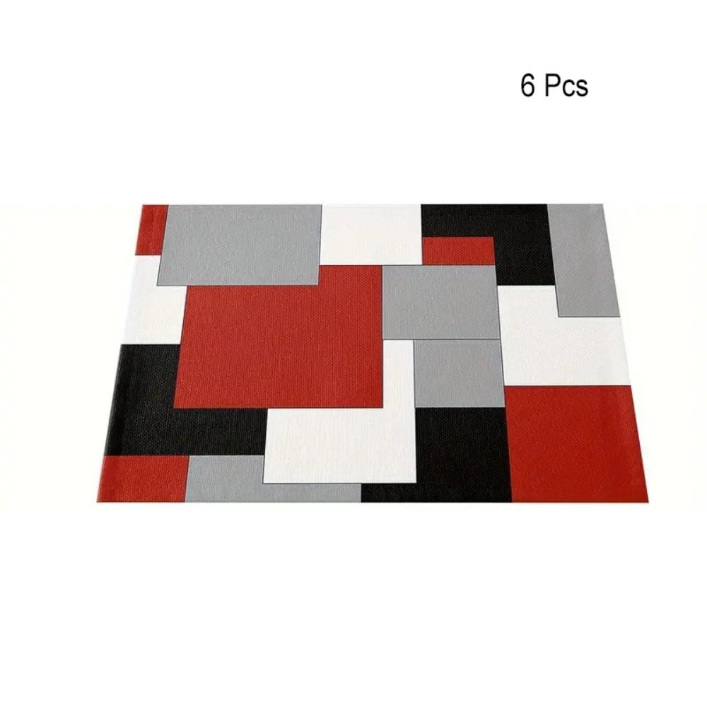 6 Piece Plaid Pattern Geometric Aesthetic Placemat Waterproof Dinning Table Mat Festive