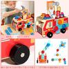 Educational Toy Fire Truck Pretend Play As Carpenter Assembly Disassembly DIY Tool Set Vehicle Wooden Puzzle Building Blocks Shape Matching Suitable