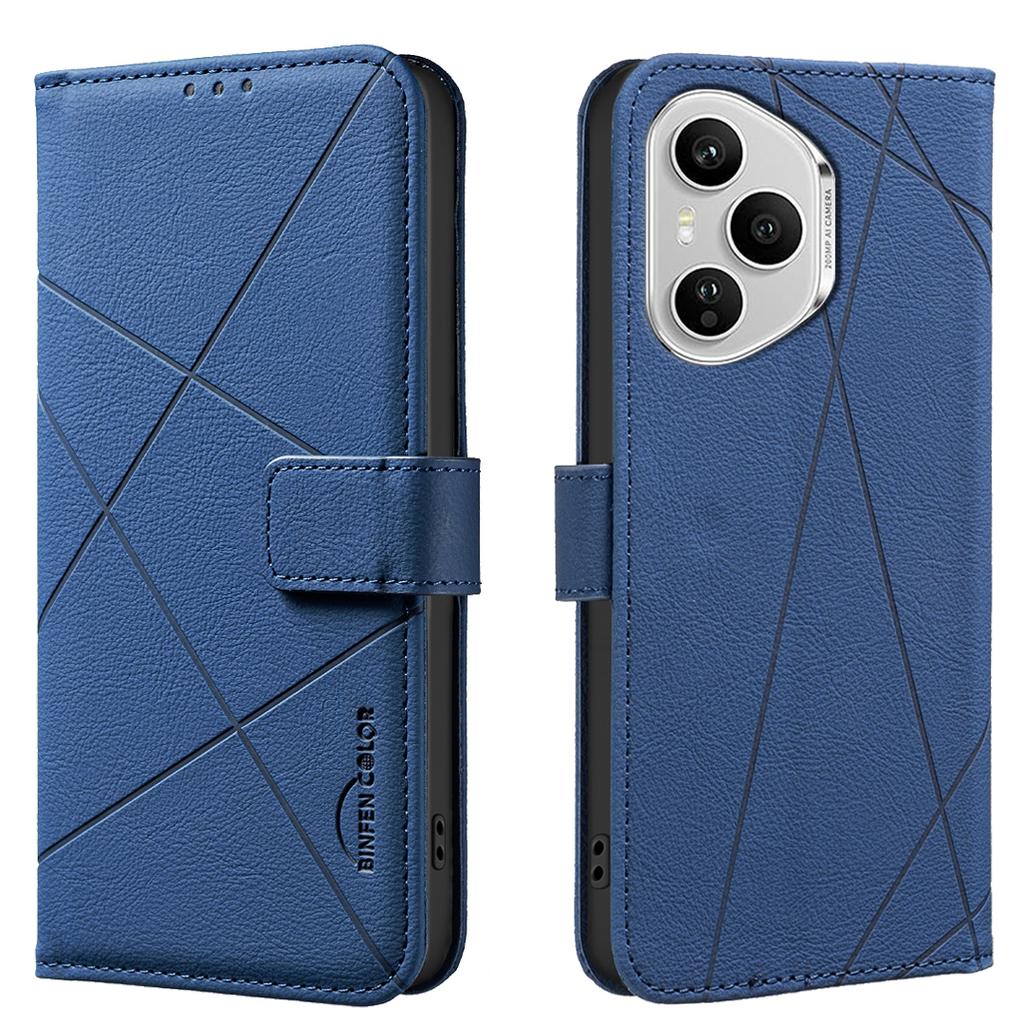 For Honor 400 Pro 5G (Global) Case BINFEN COLOR BF35 Geometry Imprinted Leather Phone Cover RFID Blocking Wallet Stand