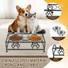 Elevated Pet Feeder Bowl with Stand Stainless Steel Double Bowl Anti Tip Pet Dish Holder for Cat Dog Improve Feeding Posture