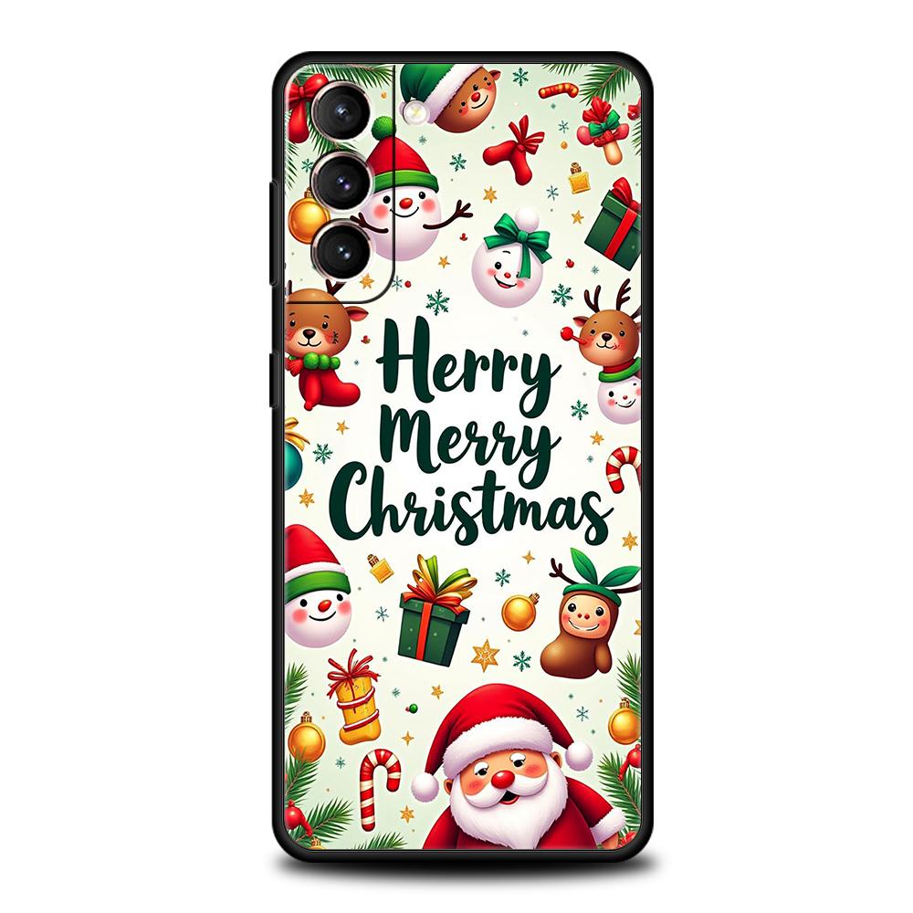 Merry Christmas Phone Case Cover for Samsung Galaxy S25 S24 S23 S22 S20 S21 FE Ultra S10 S10E Plus 5G Soft TPU Capas Fundas Bags