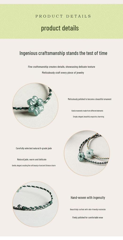 A-Qualität Blauer Jade-Orchidee Handgewebtes Unisex-Armband
