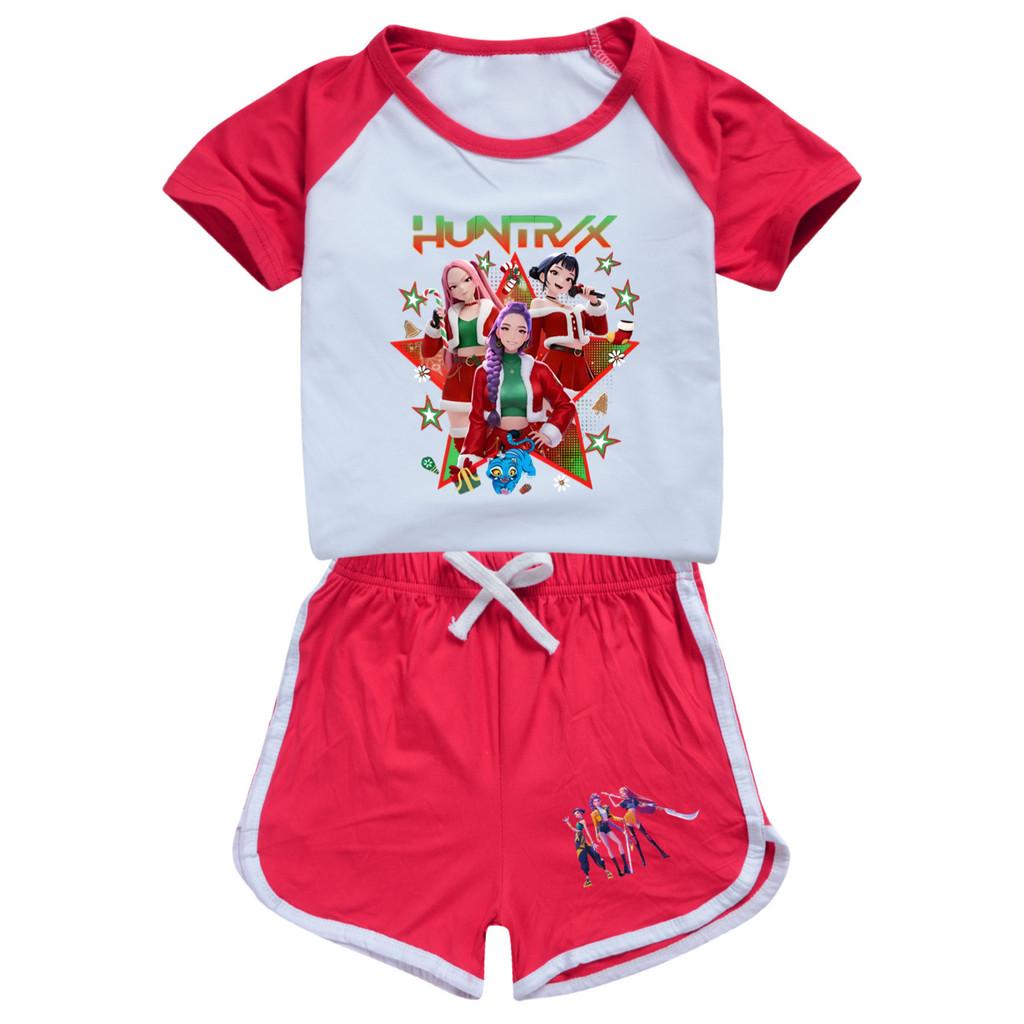 5182 Kids Girls Christmas POP Rumi Zoey Mira Print T-shirt Shorts Sport Tracksuit Clothes Set