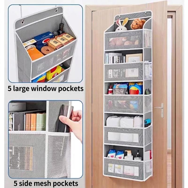 3/4/5 Tiers Over Door Organizer Clear Pvc Window Durable Storage Organizer Space Saving Hanging Storage Bag Home Use