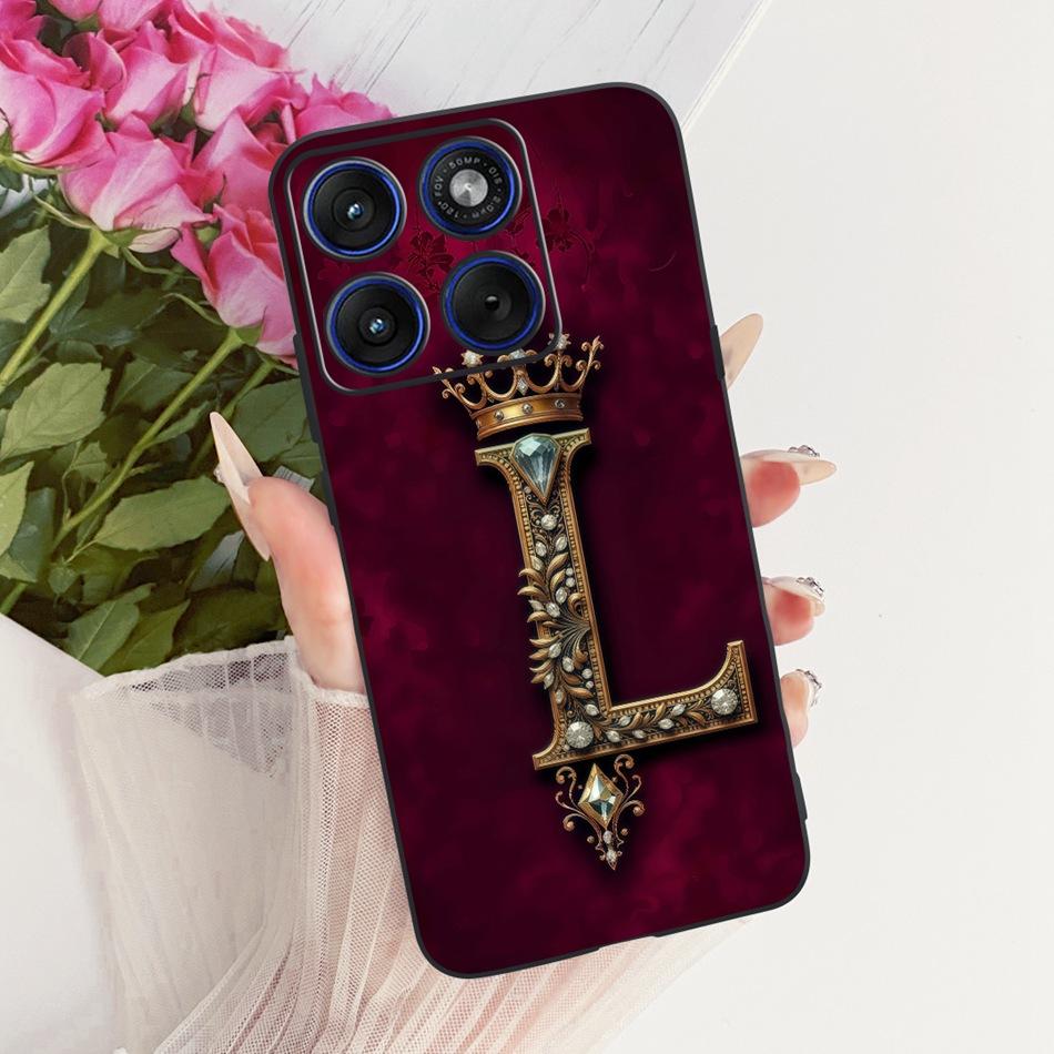 For Motorola Edge 70 Royal Crown Initial Letter Couple Phone Case For Motorola Moto X70 Air Edge70 Black Silicon Soft Bumpers