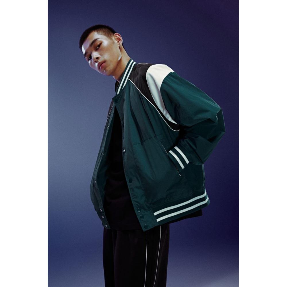 H M Loose Fit boMber Jacket Dark Turquoise