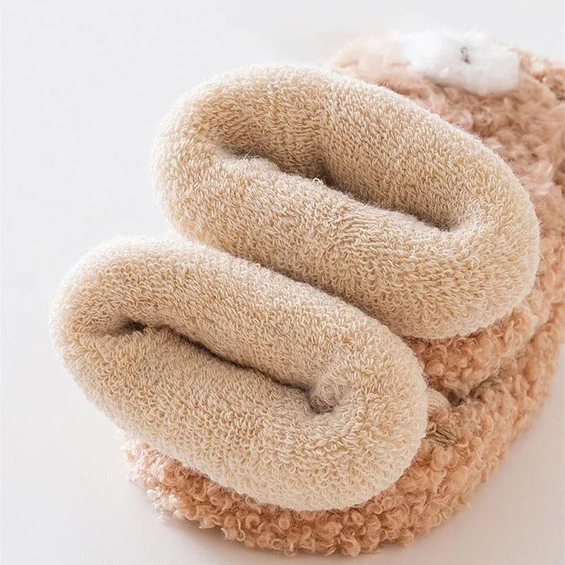 Baby Floor Socks Autumn Winter Cartoon Bear Toddler Shoes Socken Thick Anti Slip Children Stockings Boy Girl Indoor Walking Sock