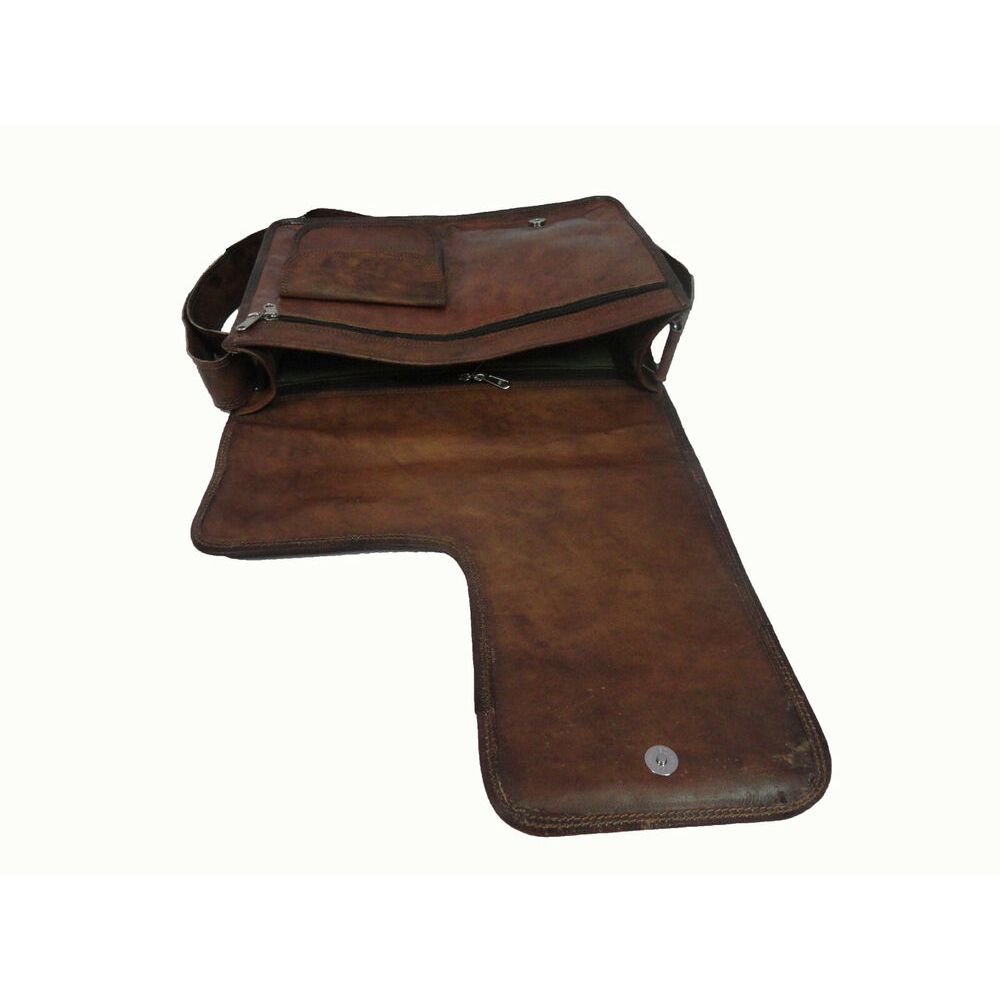 18-дюймовая винтажная кожаная сумка через плечо для офиса и колледжа — фото 4