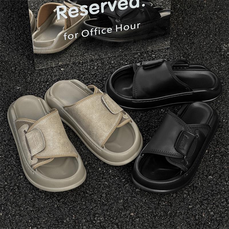 2025 Hot Sale Luxury Mens Leather Sandals Summer Designer High Quality Sandals Man Daily Black Flat Sandals For Men Beach Shoes